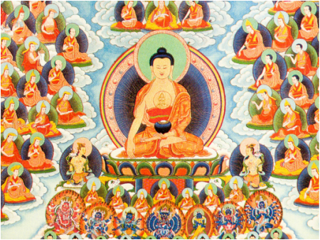 Refuge tree with Buddha Shakyamuni