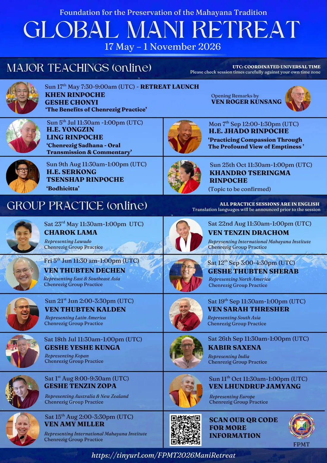 Global Mani Retreat Schedule