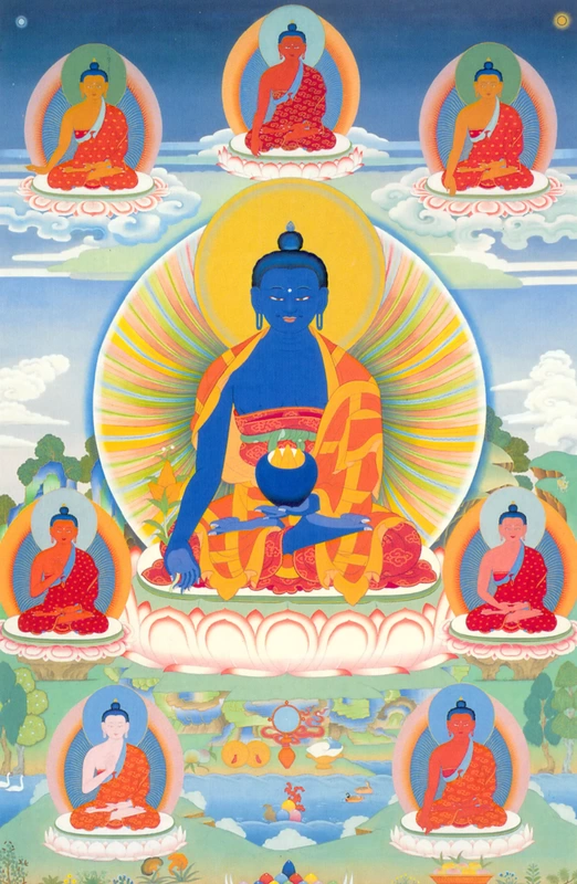 Medicine Buddha painting by Peter Iseli